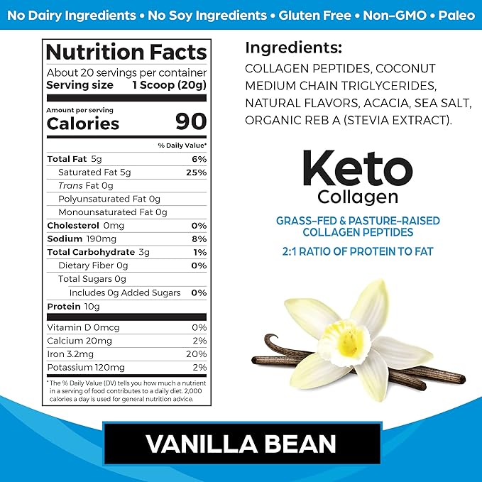 Orgain Keto Collagen Protein Powder, Vanilla