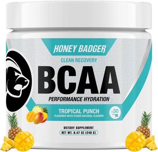 Honey Badger BCAA + EAA Amino Acids Electrolytes Powder, BCAAs + L-Glutamine