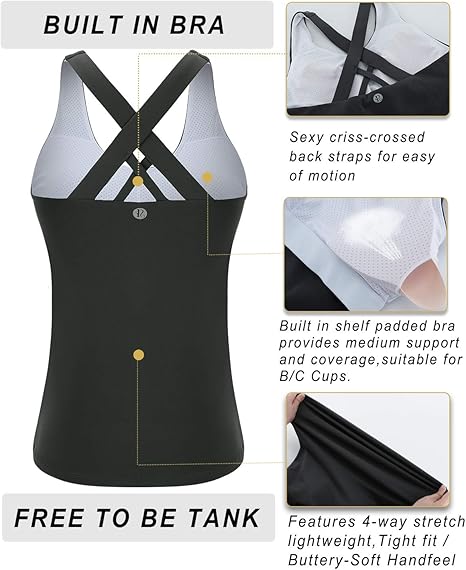 RUNNING GIRL Sports Bra for Women, Criss-Cross Back Padded