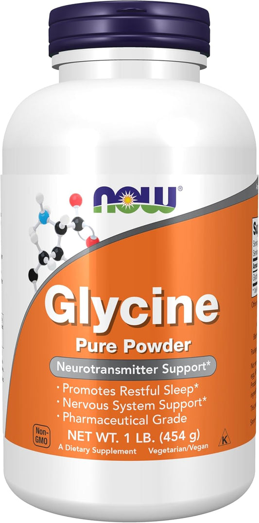 NOW Foods Supplements, Glycine Pure Powder, Promotes Restful Sleep