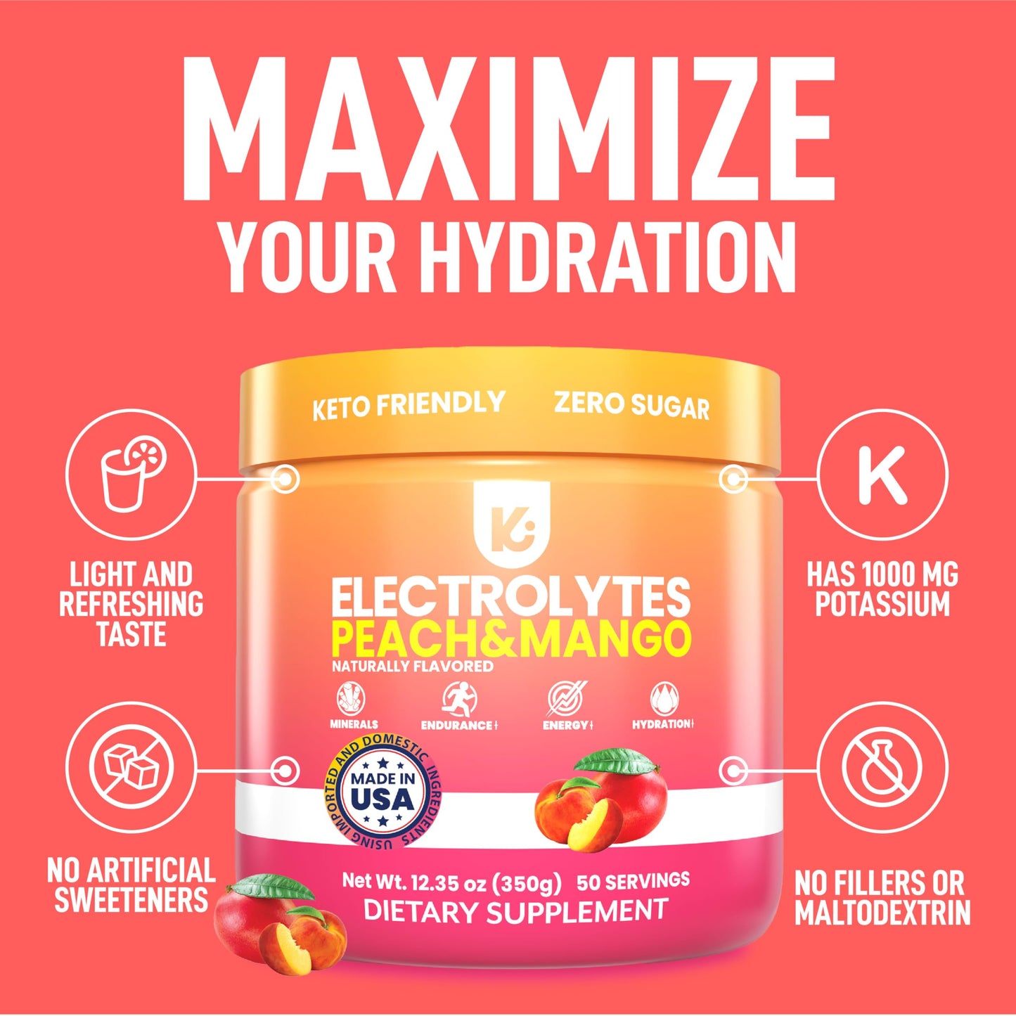 Keppi Keto Hydration Electrolytes - Peach Mango